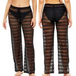 Jordan Taylor NWT  Cover Up Pants Womens Large Black Sheer Pull On Beach Resort Photo 1