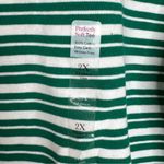 kim rogers Green Stripe Green Dot Pink Florals Stretch 3/4 Sleeve Top Size 2X Photo 1