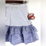 J.Crew  2 Layered Ruffle Lined Blue and White Striped Pocketed Mini Skirt Photo 2