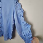 Harshman Blouse Juliana Light Blue Ruffled Sleeve Button Photo 3