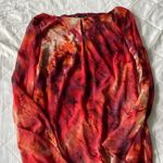 ASOS Red and Orange Tie-Dye Long Sleeve Chiffon Mini Dress Photo 1