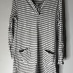 Coolibar Catalina Beach Cover Up Dress Long Sleeve Gray White Stripe M Size M Photo 0
