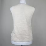 Jason Wu  Cream Textured Crew Neck Tank Top Shell Ribbed Trim Stretchy Size M Photo 6