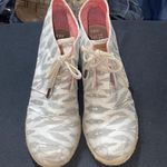 Toms  WO SIZE 9.5 ESPADRILLE 3” WEDGE SHOES GRAY CREAM DESIGN CLEAN LACE  UP Photo 11