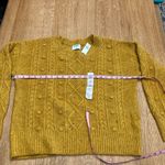 Old Navy NWT Cable Knit Crew Popcorn Sweater, wool blend mustard Sz M, 23” p2p Photo 10