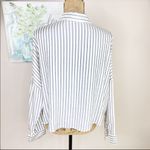 EXPRESS  The Boxy Shirt Striped Button Front Shirt Blue White Gold Small Photo 8
