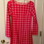 Neon Hot Pink Small Long Sleeve Short checkered Dress Photo 0