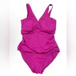 Ralph Lauren Lauren PLUMERIA Beach Club Solid Twist One-Piece Swimsuit 18W Photo 1