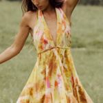 ZARA Yellow Halter Open Back Mini Dress Photo 0