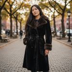 Vintage Betty Rose Black Faux Fur Plush Velvet Coat Belted Double Breasted Photo 12