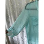 EXPRESS Women's Pastel Mint Sheer Gauze Pull Over Front Open Pockets Shirt Top M Photo 2