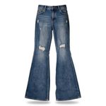 Risen Jeans RDP5537 Distressed High Rise Flare Denim • Medium Wash • Size 5/27 Blue Photo 2