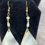 Mother of Pearl Triangle Drop Dangle Earrings White Photo 2