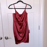 Lulus NWT Lulu’s Forever Your Girl Wine Red Satin Bodycon Dress Photo 1