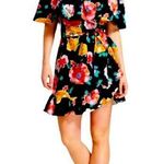 Who What Wear Black Island Floral Off the Shoulder Spaghetti Strap Dress Sz S Photo 0