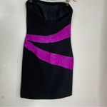 Theia strapless black‎ purple cocktail mini dress size 4 Photo 1