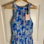 NEW Nara Milano Blue Floral Maxi Silk Dress With Halter Neck US Size 6 Photo 3