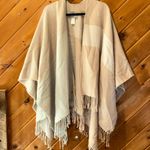 SOIA & KYO  tan fringe poncho sweater Photo 3