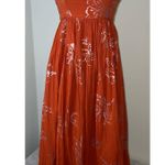 Free People  Strapless Midi Dress XS Orange Florals Photo 3