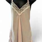 Linea Donatella Nightgown Women's Size M Sexy Lace V Neck Sleeveless Chemise Tan Size M Photo 0