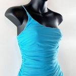 Princess Polly Jocasta One Shoulder Ruched Bodycon Mini Dress Turquoise US 0 Photo 5