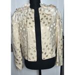 Vintage‎ Women’s Open Front Floral Satin Blazer Cream Ivory Size Small 4 Photo 6