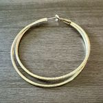 Satin & Polished Hold Double Hoop Earrings Gold Photo 2