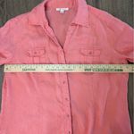 JM Collection 100% Linen Top Peachy Pink Button Up Shirt V Neck 3/4 Sleeve Summer Preppy Boho‌ Photo 5