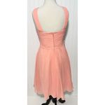 Azazie  Women's Amani Bridesmaid Mini‎ Dress Criss Cross Halter Neck Coral Size 8 Photo 4