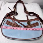 Dooney & Bourke Vintage Light Glacier Blue and Brown Leather Shoulder Bag Photo 11