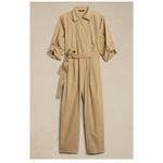 Banana Republic  Poplin Jumpsuit Size Small Utility Tan Flightsuit Oversized Chic Photo 2
