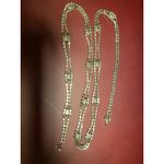 Belt White Rhinestones Double Strand Necklace 1950s Vintage Art Deco Rhinestone Silver Photo 5