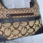 Guess Monogram Canvas Shoulder Bag Brown Leather Trim Vintage Hobo Photo 4