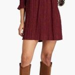 Ba&sh Bordeaux Red Devis Smocked Turtleneck Mini Dress Size Medium Photo 0