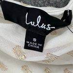 Lulus Shining Sight Midi Dress S White Metallic Gold Dotted One Shoulder Tiered Photo 12