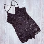 Alpha & Omega  spaghetti strap black lace sequin short romper black med Photo 1