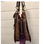 Coach Dreamer w/ Signature Canvas Color blocking Burgundy leather Gold hardware Photo 2