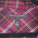 Banana Republic  Plaid Shirt‎ Dress Long Sleeve Belted Size 12 Burgundy Photo 4
