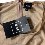 Nude Rhinestone Long Sleeve Small Mesh Mini Dress Bodycon Party Homecoming‎ Tan Photo 7
