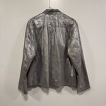 Chico's Chico’s leather Metallic Silver moto Jacket size XL! Photo 2