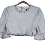 We Wore What  Cropped Denim Top Size Medium NWT Denim Sexy Crop Top Photo 0