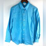J. Jill Love Linen XS Linen Button Down Shirt in Turquoise Blue Photo 0