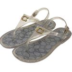Coach  Silver Signature C NATALEE Jelly Thong Sandal Size 6B Women's NEW Photo 0