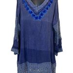 Shoreline  Wear Boho Ombre Floral Embroidered Neckline Rayon Tunic Top Photo 0
