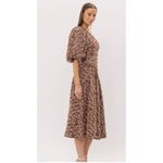 Sofie the Label Boho Cut Out Puff Sleeve Midi Dress in Brown Size Small Photo 1