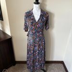 Boden Lavinia Midi Wrap Dress Floral Womens Long Sleeve Size 8 Regular Blue Pink Photo 1