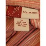 JM Collection JM Petite Collection Wide Leg‎ Linen Capri Pants Size 2P Pink Pockets Stripes Photo 6
