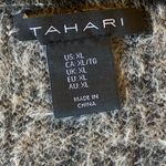 Tahari  black brown houndstooth v-neck button cardigan sweater.gold buttons. XL Photo 1