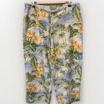 Tommy Bahama Women 100% Silk Tropical Floral Print Wide Leg Cropped Sz 14 Photo 2