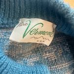 Vintage Medium Pure‎ Vermont Lambswool Blend Cardigan Sweater Floral Pattern Blue Photo 6